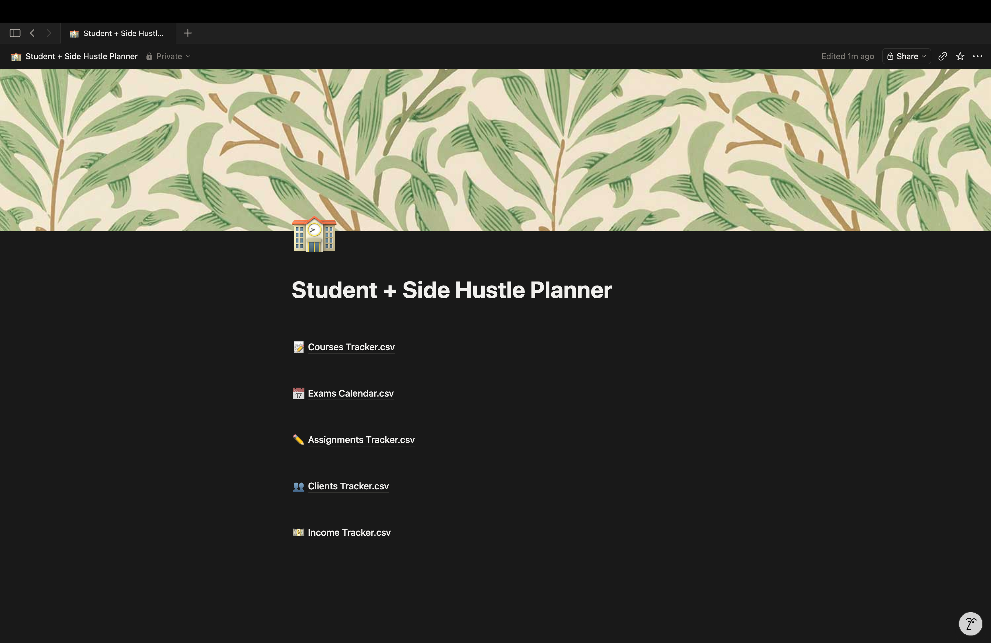 Student + Side Hustle Planner