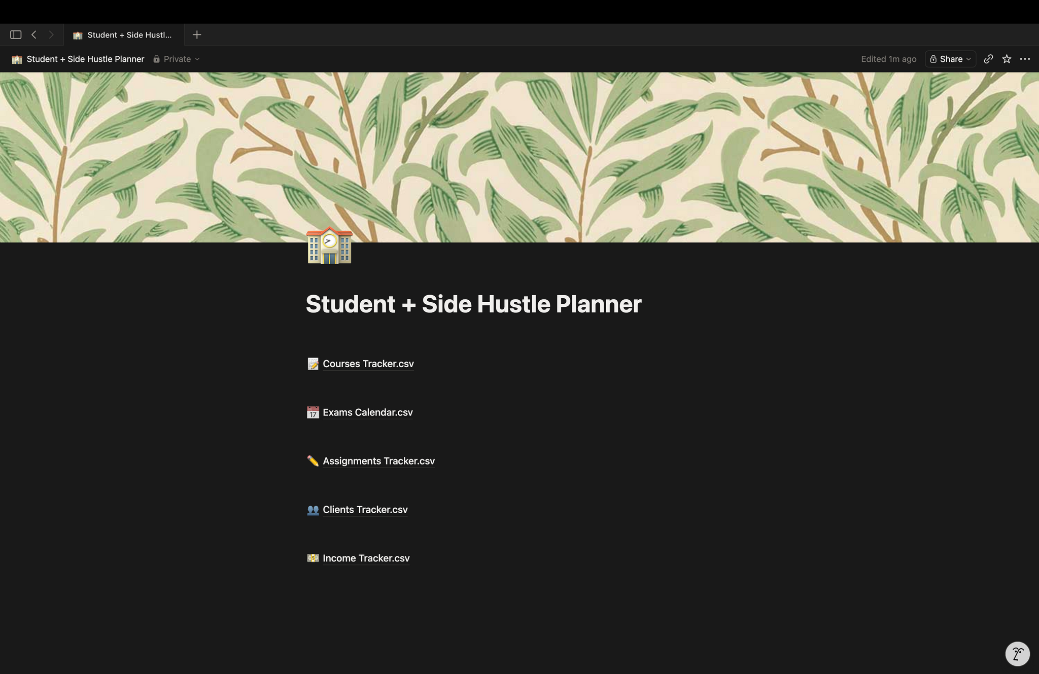 Student + Side Hustle Planner